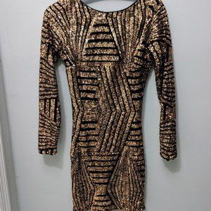 Dress the Population Sequin Gold Dress M
